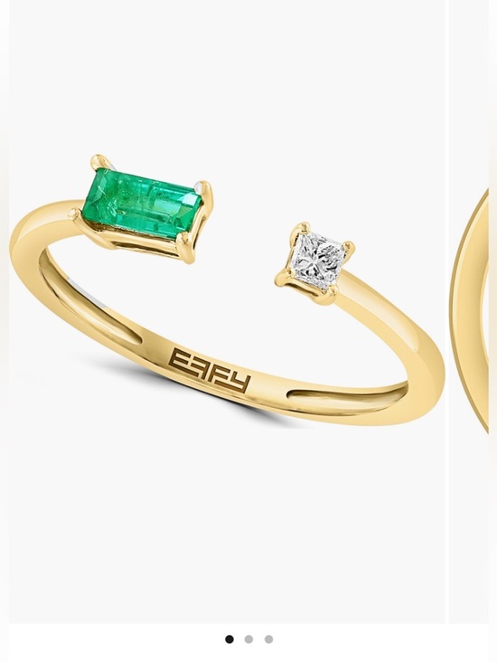 Effy Jewelry - New 14K Gold Ring with Emerald and Diamonds Size 7